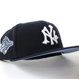 New Era New York Yankees fitted hat Team Color Sky Blue UnderBrim colorway - 1996 World Series Fitted: New Era’s Comic Cloud Yankees Championship Tribute