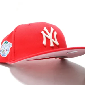 New Era New York Yankees fitted hat Glow in The Dark Lava Red Pink Under Brim colorway - 1998 World Series Fitted: New Era’s Glow-in-the-Dark Tribute to Yankees Dynasty