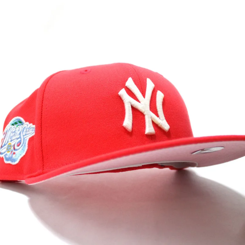 New Era New York Yankees fitted hat Glow in The Dark Lava Red Pink Under Brim colorway - 1998 World Series Fitted: New Era’s Glow-in-the-Dark Tribute to Yankees Dynasty