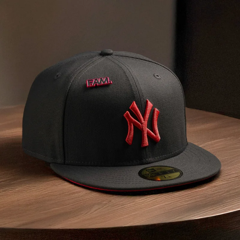New Era New York Yankees fitted hat red, graphite colorway - New Era Drops Fire Yankees Fitted in Graphite Lava Red UV