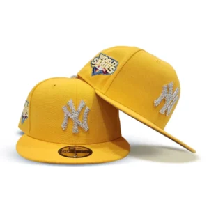 New Era New York Yankees fitted hat gray, yellow colorway - 2009 World Series Fitted: New Era’s Swarovski Crystal Yankees Championship Tribute