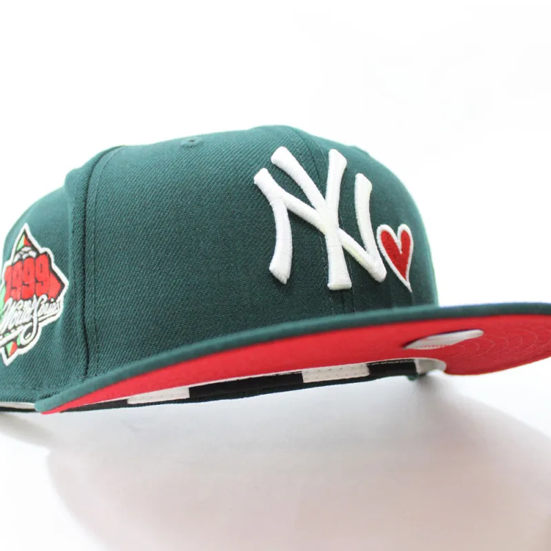 New Era New York Yankees fitted hat Green Red Under Brim colorway - Dynasty Fitted: New Era’s 1999 World Series Yankees Championship Hat