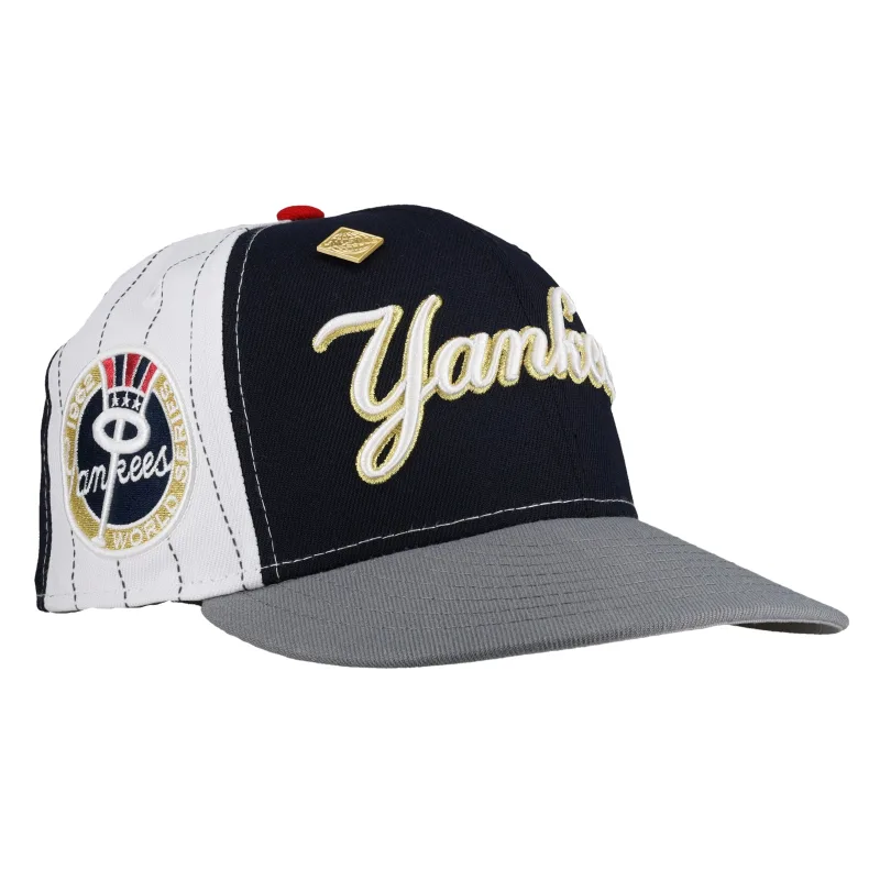 New Era New York Yankees fitted hat grey, blue colorway - New Era Drops Clean Yankees Fitted with 1962 Pinstripe Pinwheel Design