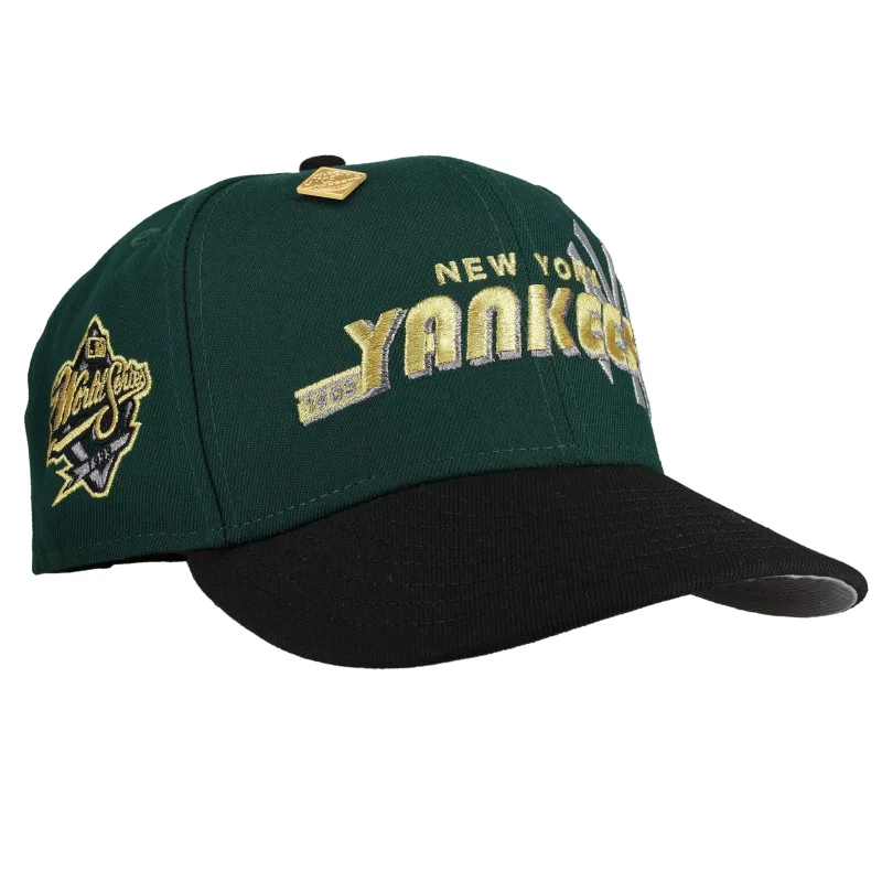 New Era New York Yankees fitted hat grey, green, gold colorway - Dynasty Peak Fitted: New Era’s 1999 World Series Yankees Green Gold Script Tribute