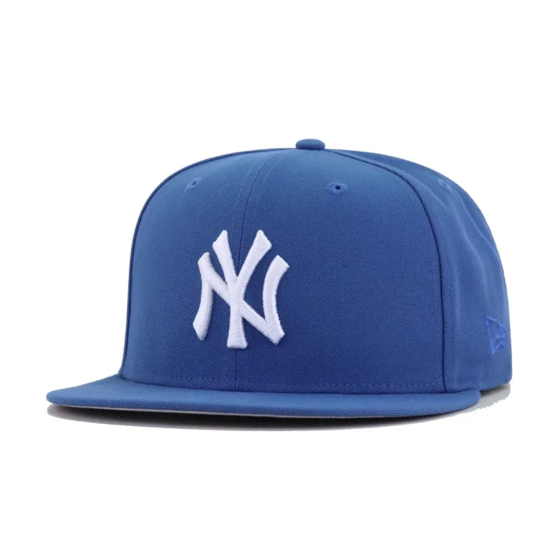 New Era New York Yankees fitted hat blue colorway - Yankees Drop Clean Indigo Fitted with Classic Snow White Logo