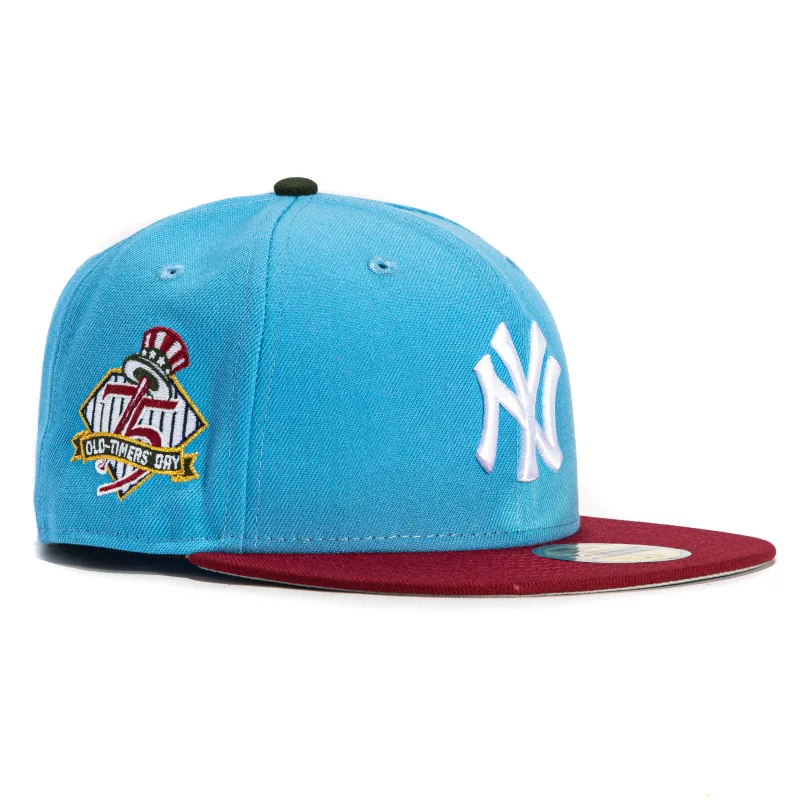 New Era New York Yankees fitted hat Light Blue, Cardinal colorway - Yankees Legacy Fitted: New Era Celebrates 75th Anniversary of Old Timers Day