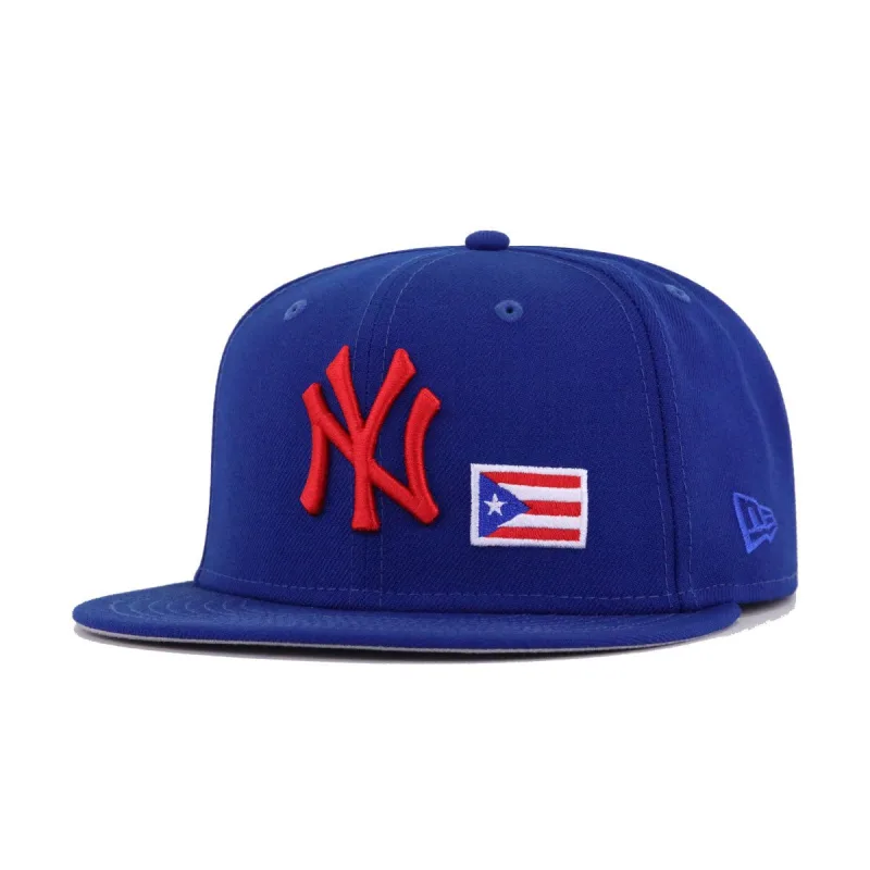 New Era New York Yankees fitted hat red, blue, royal colorway - Yankees Fitted Gets Puerto Rico Treatment in Light Royal Blue
