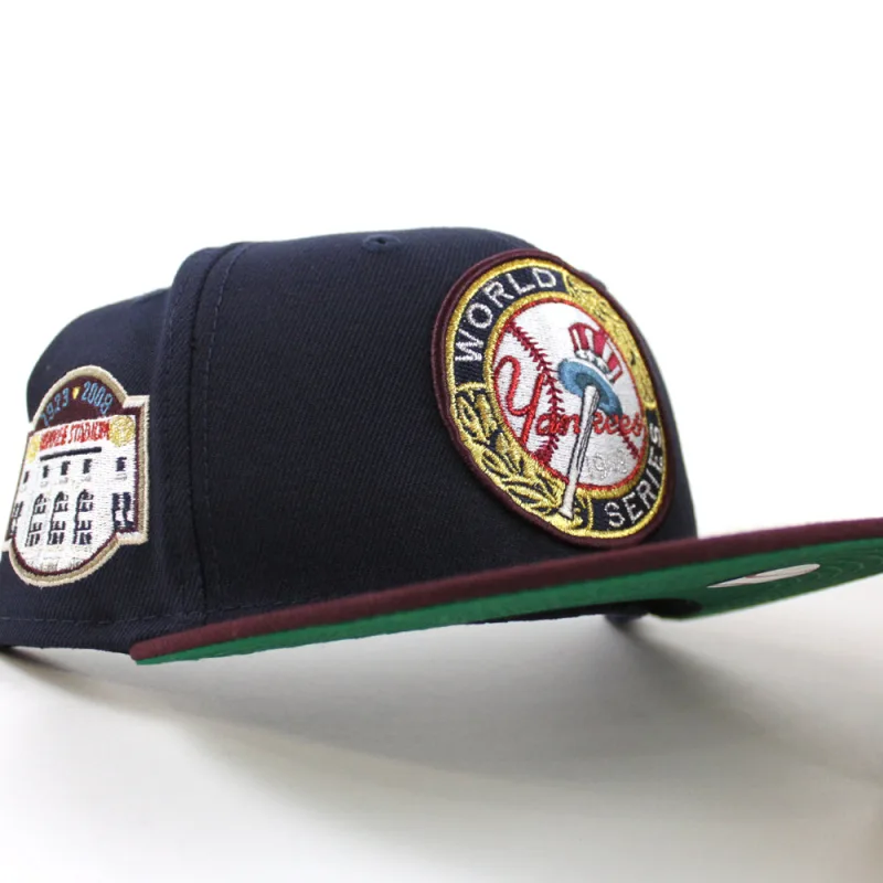New Era New York Yankees fitted hat Navy Blue Maroon Green Under Brim colorway - New Era Yankees Fitted Honors Iconic Yankee Stadium Era