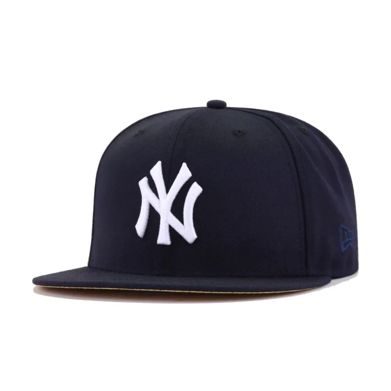 New Era New York Yankees fitted hat navy, gold colorway - Yankees Navy Fitted Gets Luxe Gold Undervisor Treatment