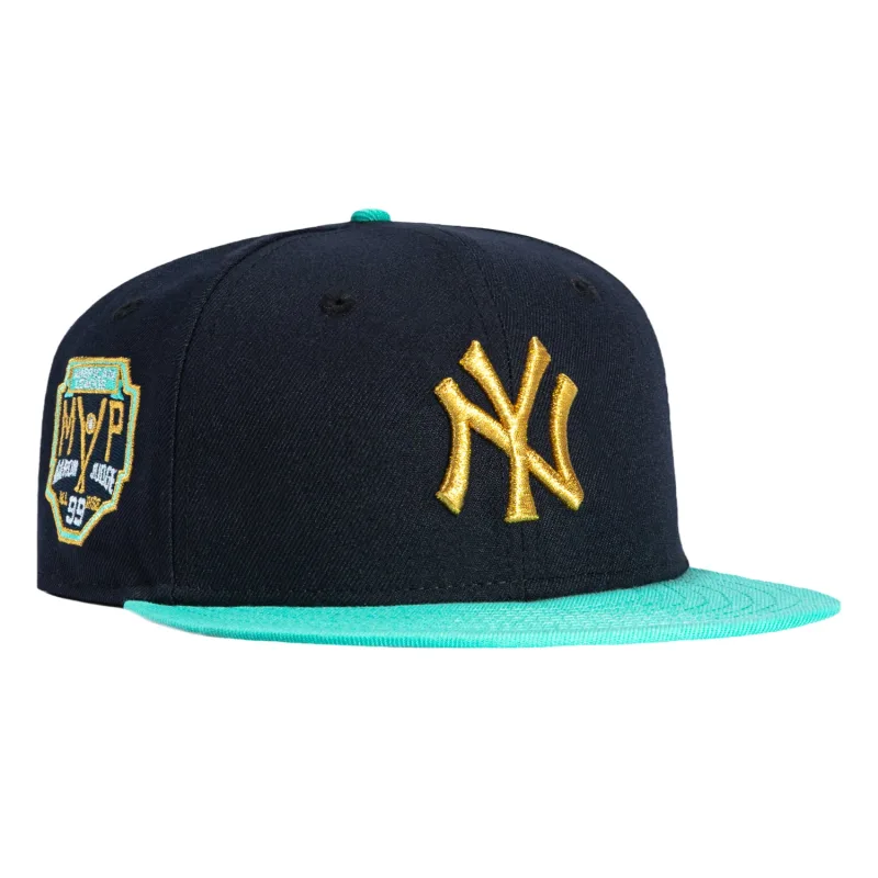 New Era New York Yankees fitted hat Navy, Mint, Metallic Gold colorway - New Era Drops Stunning Yankees Fitted Honoring Aaron Judge’s MVP Season
