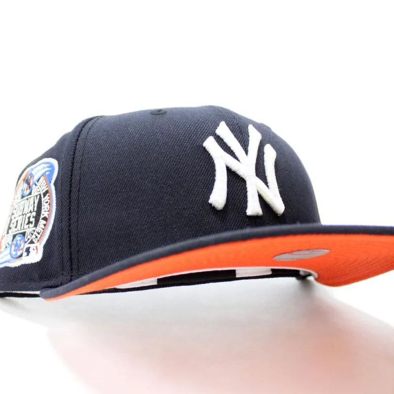 New Era New York Yankees fitted hat Navy Orange Under Brim colorway - Subway Series 2000 Fitted: New Era Drops Yankees Championship Tribute with Navy Orange Under Brim