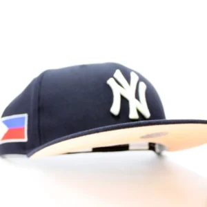 New Era New York Yankees fitted hat Navy Peach Under Brim colorway - New Era Yankees Fitted Features Philippines Flag Design in Navy Peach