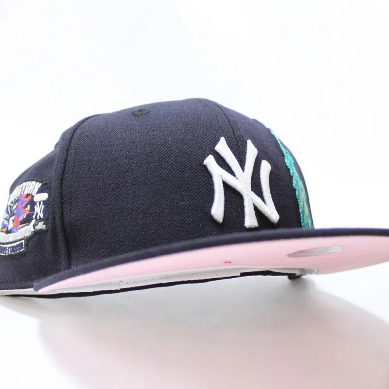 New Era New York Yankees fitted hat Navy Pink Under Brim colorway - New Era Drops Iconic Yankees Fitted with Statue of Liberty Subway Series Patch