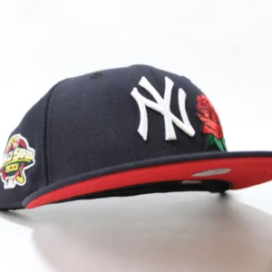 New Era New York Yankees fitted hat Navy Red Under Brim colorway - Mr. November Fitted: New Era’s Yankees Rose 2001 World Series Tribute