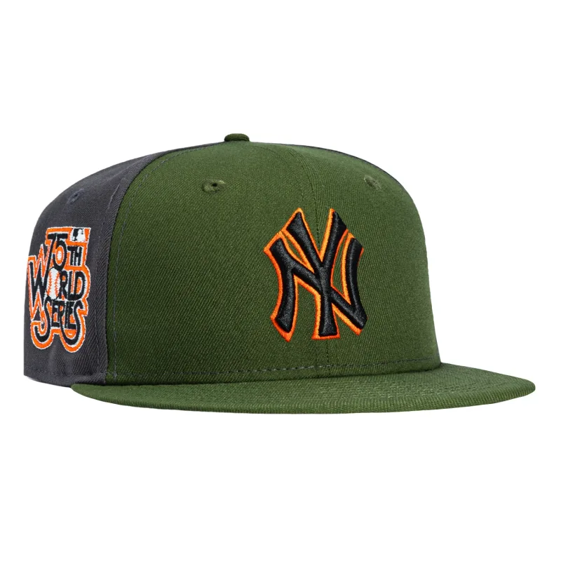 New Era New York Yankees fitted hat Olive, Graphite colorway - Hat Club Drops Clean Yankees Fitted with 1978 World Series Patch