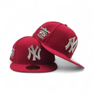 New Era New York Yankees fitted hat gray, red, silver colorway - Yankees Anniversary Fitted: New Era Celebrates 75 Years with Rhinestone Tribute