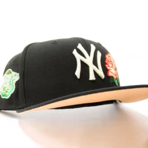 New Era New York Yankees fitted hat Glow in the Dark Black Peach Under Brim colorway - Dynasty Perfected: Rose 1998 World Series Yankees Fitted Celebrates Historic Championship Sweep