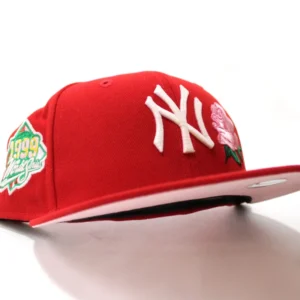 New Era New York Yankees fitted hat Glow in the Dark Red Pink Under Brim colorway - Dynasty Peak Fitted: New Era’s Rose 1999 World Series Yankees Hat Glows With Championship Glory