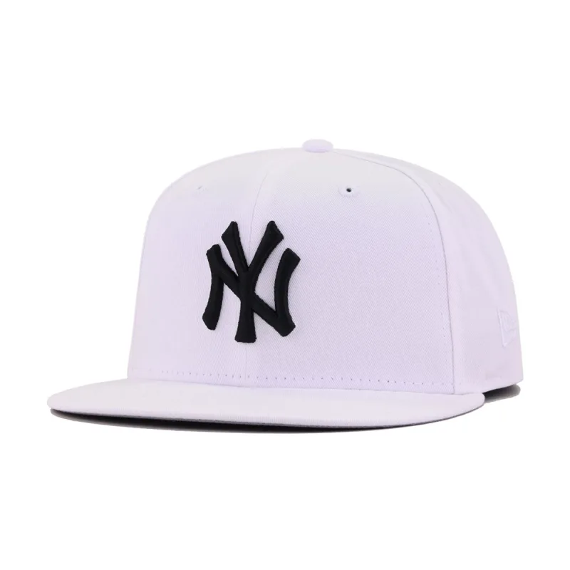 New Era New York Yankees fitted hat black, white colorway - Yankees Drop Clean White Fitted with Real Black Logo