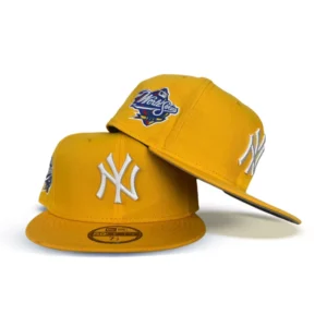 New Era New York Yankees fitted hat navy, gray, blue, yellow colorway - Dynasty Dominance Fitted: New Era’s Yellow Yankees 1999 World Series Championship Tribute
