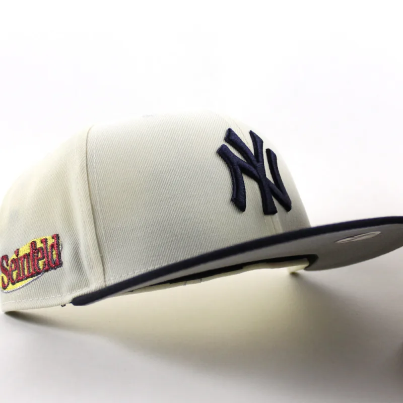 New Era New York Yankees fitted hat Chrome White Navy Gray Under Brim colorway - Yankees x Seinfeld Fitted Brings TV Classic to Your Crown