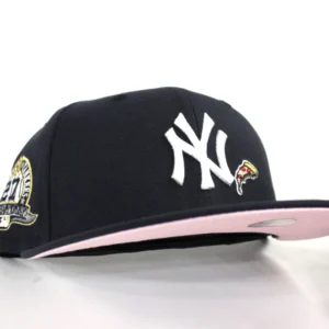 New Era New York Yankees fitted hat Navy Pink Under Brim colorway - PIZZA Drops Yankees Fitted with Championship Tribute