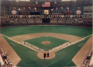 1968 MLB All-Star Game at Houston Astrodome interior view during historic pitcher's duel