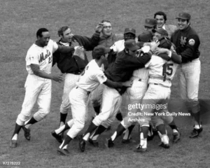 1969 World Series action between Baltimore Orioles and New York Mets
