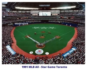 1991 MLB All-Star Game at SkyDome in Toronto with retractable roof open