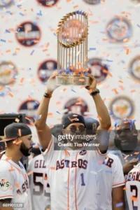 Houston Astros celebrating their first World Series championship victory in 2017