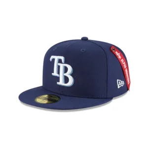 New Era Tampa Bay Rays fitted hat blue, green, royal colorway - Alpha Industries x Tampa Bay Rays Drop Clean Royal Blue Fitted