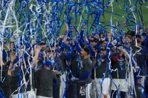 Toronto Blue Jays 25th anniversary celebration at Rogers Centre with ceremonial first pitch