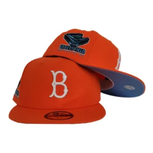 Ebbets Field Flannels Los Angeles Dodgers fitted hat blue, orange colorway - Ebbets Field Flannels Drops Fire Dodgers Fitted with Icy Blue Bottom