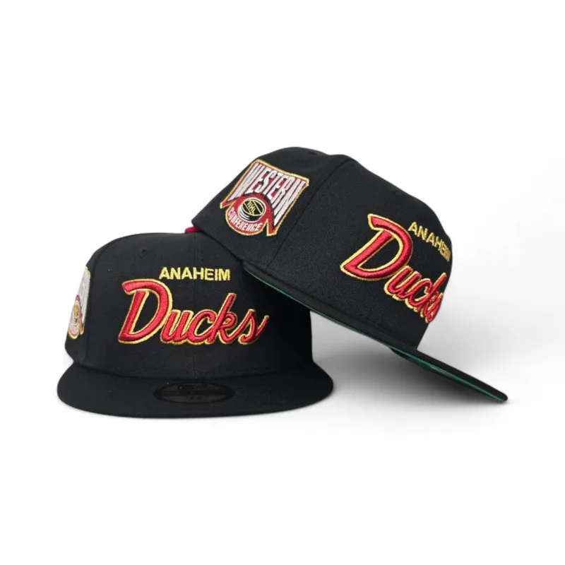 New Era Anaheim Ducks fitted hat black, green colorway - Anaheim Ducks Fitted Gets Clean Western Conference Side Patch Treatment