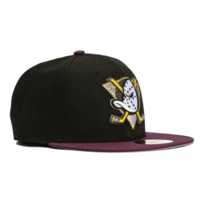 New Era Anaheim Ducks fitted hat Black, Maroon colorway - New Era Drops Clean Anaheim Ducks Fitted in Black and Maroon