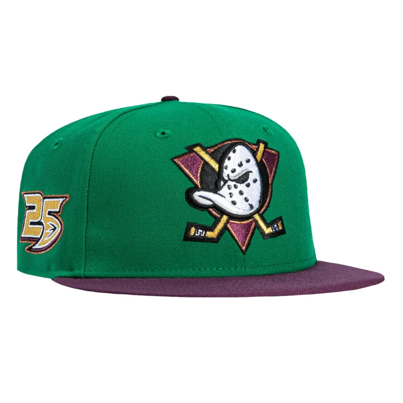 New Era Anaheim Ducks fitted hat Kelly, Maroon colorway - Silver Anniversary Fitted: New Era Celebrates 25 Years of Mighty Ducks Hockey