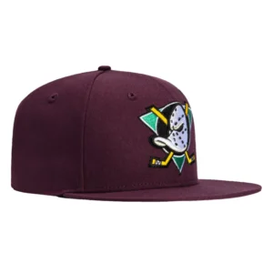 New Era Anaheim Ducks fitted hat Maroon colorway - New Era Drops Clean Anaheim Ducks Fitted in Maroon