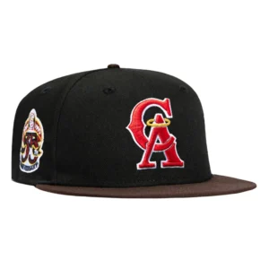 New Era Los Angeles Dodgers fitted hat Black, Brown colorway - 35th Anniversary Fitted: New Era Celebrates Angels Milestone with Black and Brown 59FIFTY