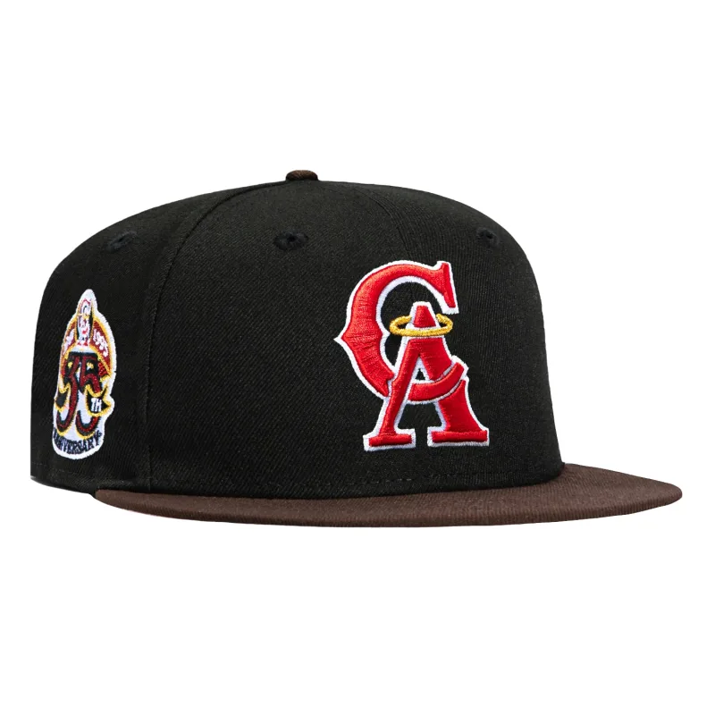 New Era Los Angeles Dodgers fitted hat Black, Brown colorway - 35th Anniversary Fitted: New Era Celebrates Angels Milestone with Black and Brown 59FIFTY