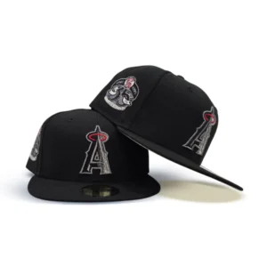 New Era Los Angeles Angels fitted hat black, gray colorway - Angels Anniversary Fitted: New Era’s Black/Gray 35th Anniversary Side Patch Tribute