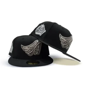 New Era Los Angeles Angels fitted hat black, gray colorway - Angels Drop Clean Black Fitted with 40th Season Side Patch