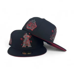 New Era Los Angeles Angels fitted hat black, red colorway - Angels Drop Clean Black Fitted with 40th Season Side Patch