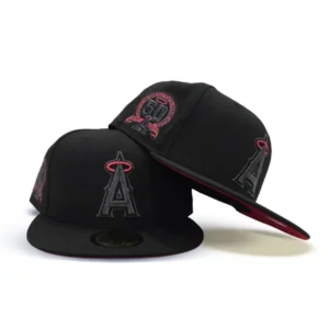 New Era Los Angeles Angels fitted hat black, red colorway - Angels 50th Anniversary Fitted: New Era Celebrates Franchise Milestone in Sleek Black