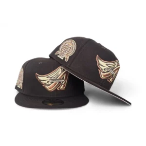 New Era Los Angeles Angels fitted hat pink, brown colorway - Angels 50th Anniversary Fitted: New Era’s Brown and Pink Tribute to Five Decades of Halos History