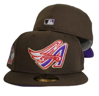 New Era Los Angeles Angels fitted hat purple, brown colorway - Angels Drop Clean Brown Fitted with 40th Season Side Patch