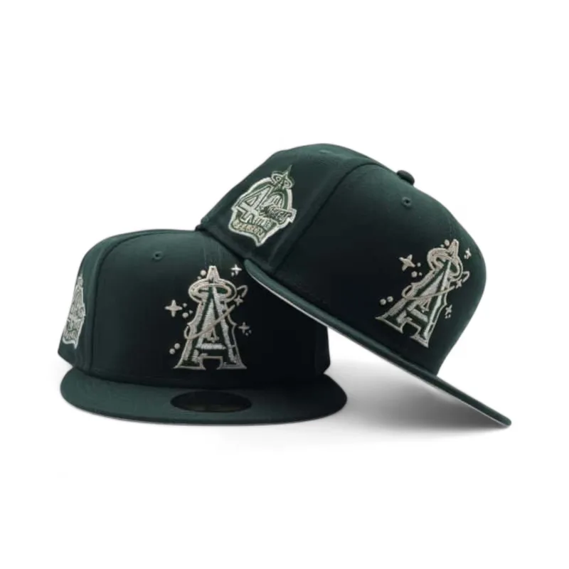 New Era Los Angeles Angels fitted hat gray, green colorway - Angels Fitted Gets Space Logo Treatment with 40th Season Patch