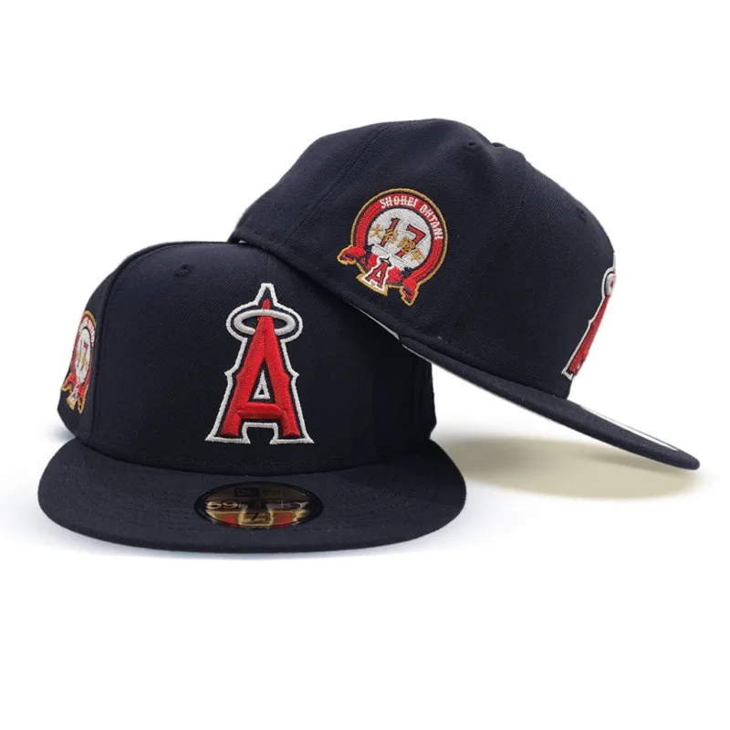 New Era Los Angeles Angels fitted hat navy, gray, blue, tan colorway - Angels Fitted Gets Ohtani Treatment with Navy Blue 59FIFTY