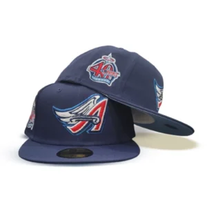 New Era Los Angeles Angels fitted hat navy, blue colorway - Angels Drop Clean Navy Fitted with 40th Season Side Patch