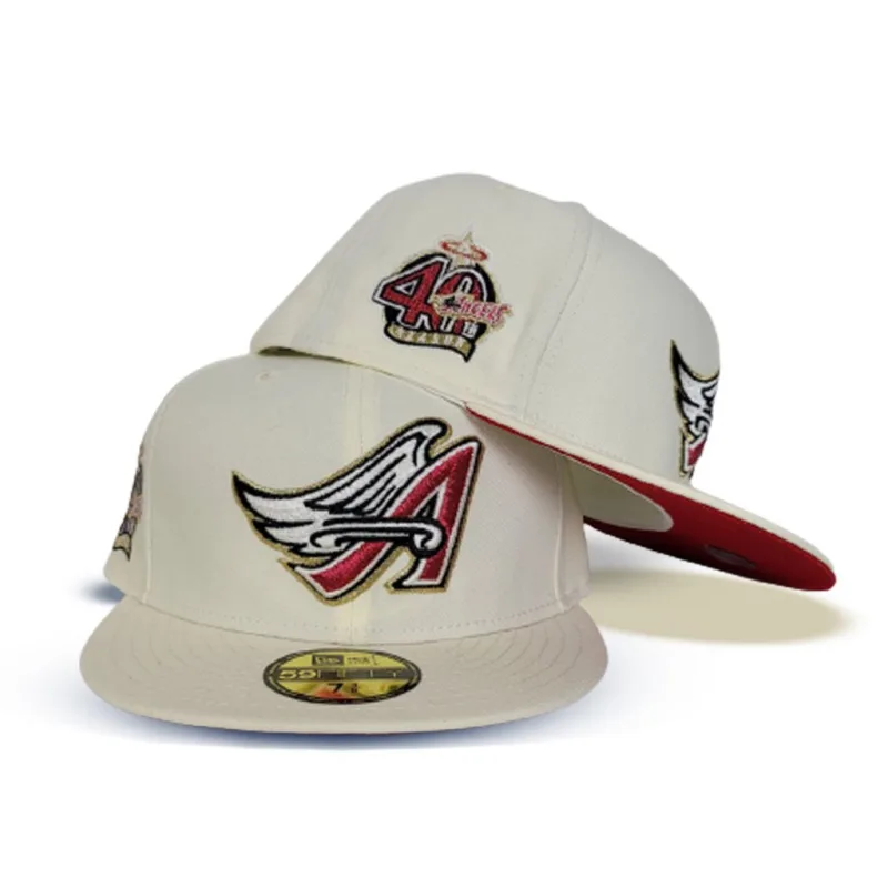 New Era Los Angeles Angels fitted hat white, red colorway - Angels Fans Get Clean White Fitted with 40th Season Patch