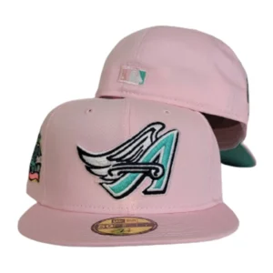 New Era Los Angeles Angels fitted hat green, pink colorway - Angels Drop Fresh Pink and Mint Green Fitted with 40th Season Patch